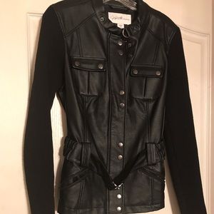 Sweater Belted Jacket, Black, Size M